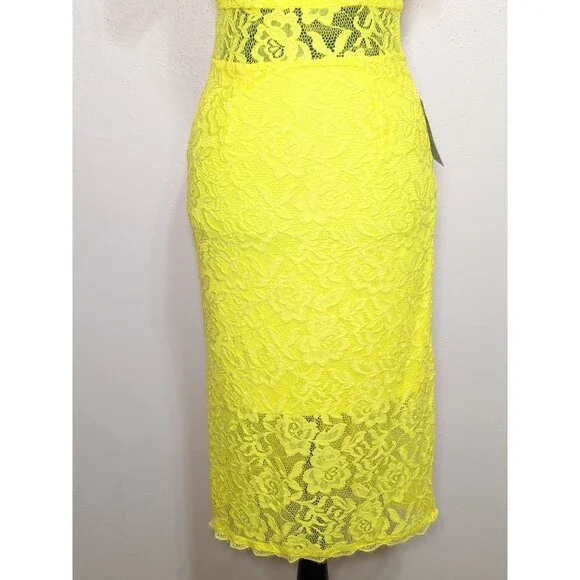 Nordstrom Yellow Floral Lace Midi Dress Short Sleeve Occasion Size XSmall - Picture 4 of 13